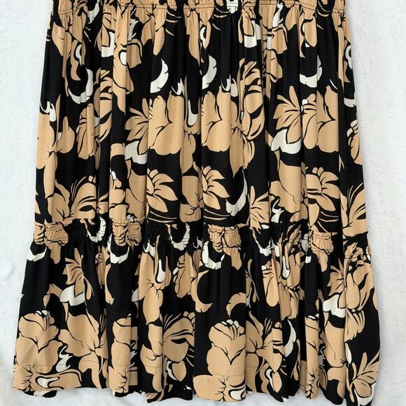 Soft Surroundings Halona Maxi Skirt Large Black/Beige Floral Tiered Boho Chic - Picture 12 of 16